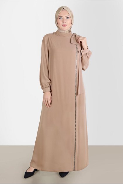 Stone Cropped Crepe Dress with Bow Detail 20234