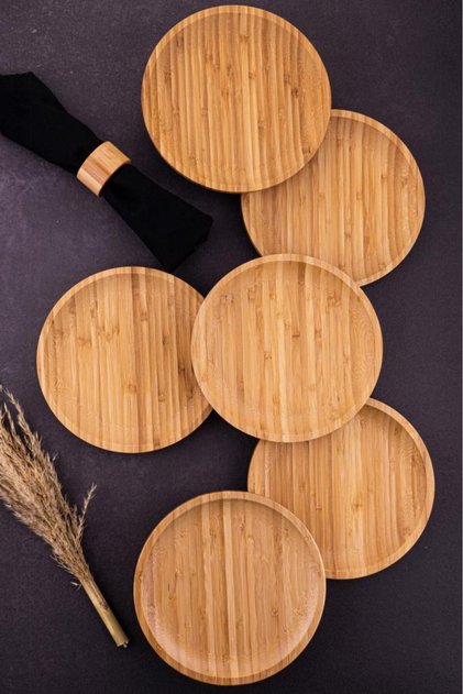 Emmy - 6 Piece Bamboo Cake Set Serving Plate