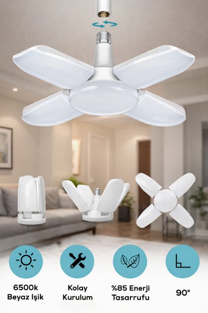 Katlanabilir Kanatlı LED Ampul- Şekil Değiştirebilen 90° Ayarlanabilir Panel