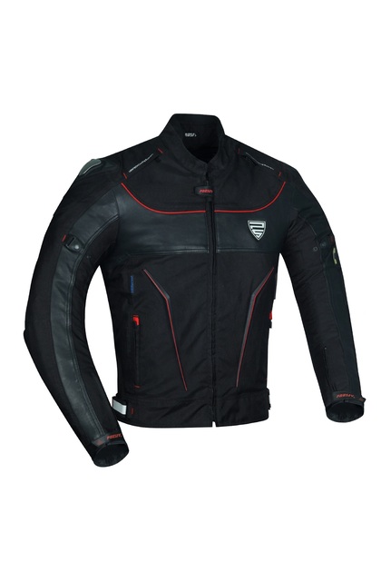 Motorcycle Jacket 4 Seasons Maxdura and Leather Fabric Model with Hoogruh Fabric Motorbike Jacket Black