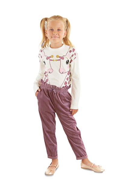Giraffe Girl's T-shirt Velvet Trousers Set