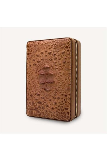 LUBİNSKİ ÇAKMAK SETLİ DERİ SEYAHAT HUMİDOR BROWN YJA-60006-BN