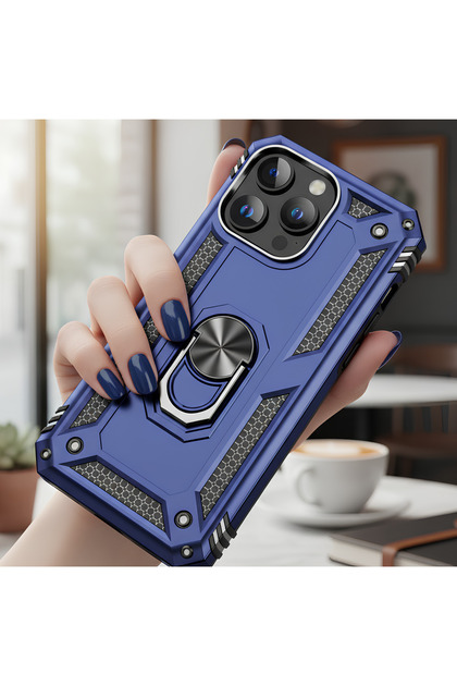 Apple iPhone 16 Pro Max Case Magnetic Tpu Tank Cover with Ring Stand