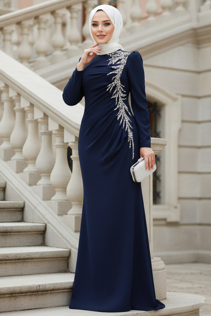 green emerald velvet dress Modest Muslim Women's Luxe Pleated Evening Formal Dress G761