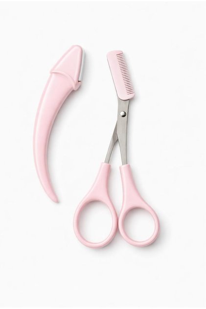 Scalloped Eyebrow Razor Facial Razor Set of 2 - Manual for Mustache Removal and Eyebrow Shaping