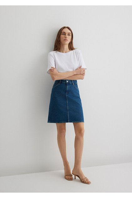 Valerie Casual Indigo Blue Jean Skirt 1319833709