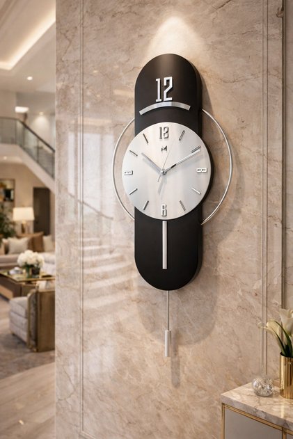 Antrasit-gümüş Milano Time Modern Dekoratif Metal Camlı Duvar Saati