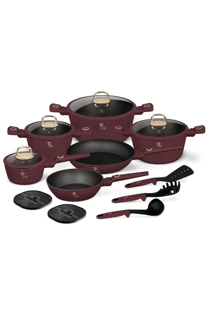 Set de vase de gătit din titan antiaderente, toate aragazurile, Colecția Leonardo, 15 piese, oale și tigăi