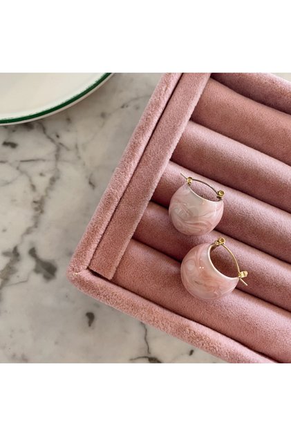 Accessory Midye Model Pink Color, Steel Gold Women's Earrings