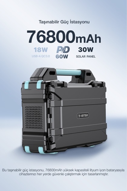 Kensa 76800mAh 300W Taşınabilir Güç İstasyonu Güneş Panelli Hızlı