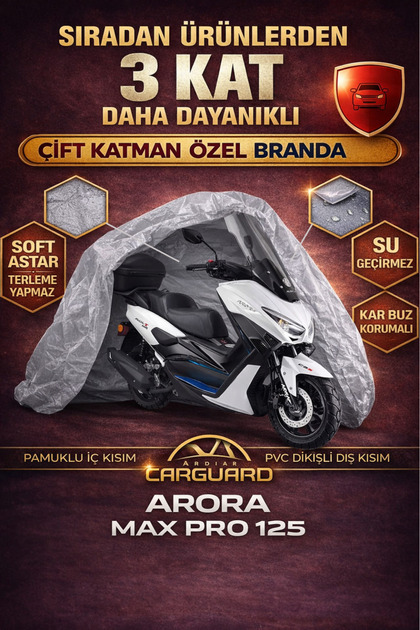 Arora Max Pro 125 / 250 Compatible Motorcycle Tarpaulin Motor Cover - Rear Bag Compatible