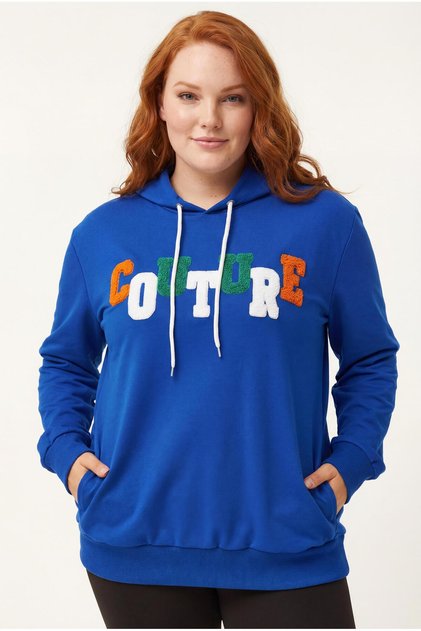 Women's Plus Size Couture Written Blue Sweatshirt