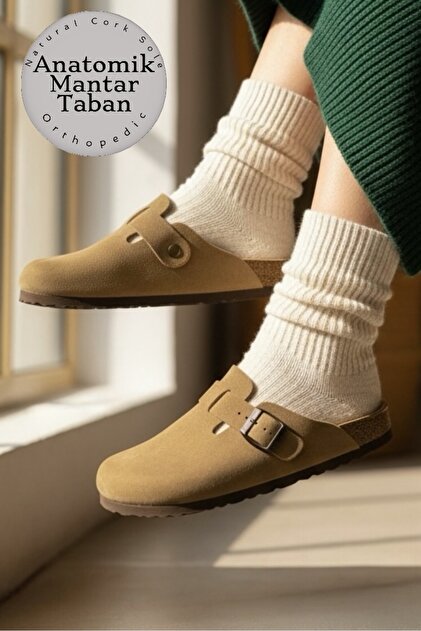 Land of Cork Snape Sabo Unisex Taba Süet Anatomik Mantar Tabanlı