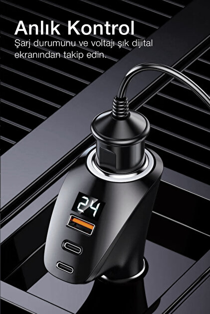 Kensa 90W Type-C USB Araç Şarjı – Süper Hızlı PD 4.0 & QC 3.0