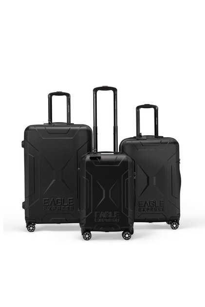 Expedition 3-Piece ABS Hard Luggage Set - Black + Free Cover & 1-Year