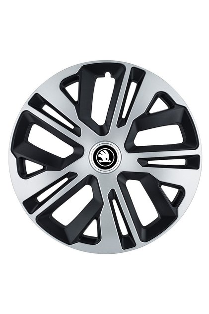 Set de 4 capace de roți Raven gri-negru 16R, pentru Skoda