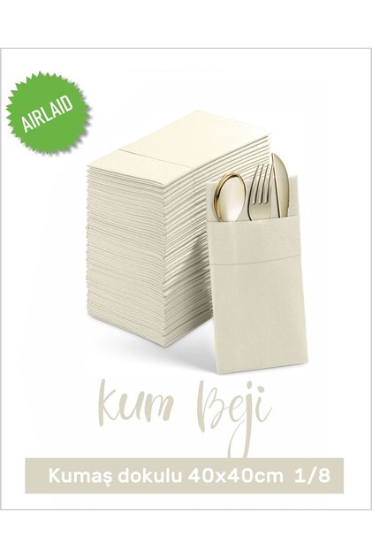 Kum Beji Kumaş Dokulu Airlaid Cepli Peçete 40x40 1/8 50'li Paket