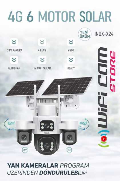 İnox X24 6 motorlu 4 Kameralı 4G solar Kamera AOV 7/24 Kayıt