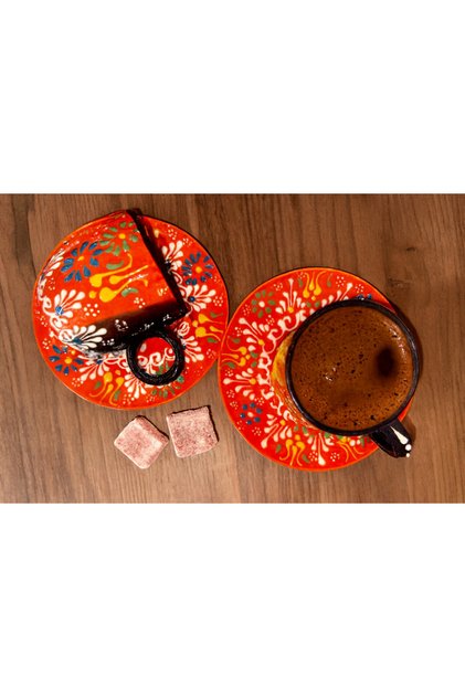 Handmade Chinese Ceramic Relief Patterned 2-Piece Coffee Cup Set / Dowery Set