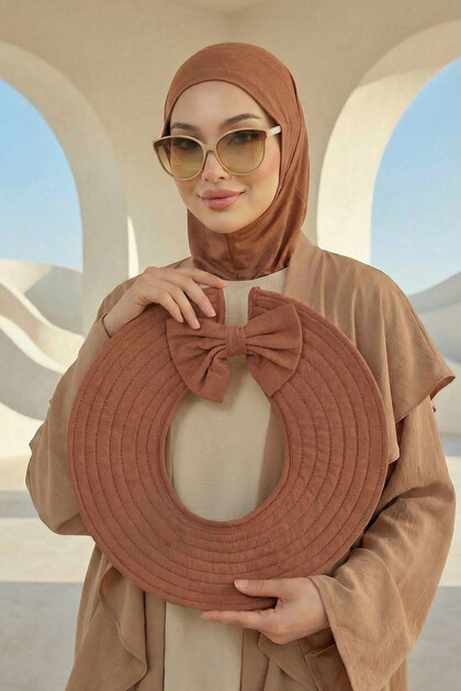 Ninja Bone Turban with Detachable Bow on the Back, S-5, Dark Brown