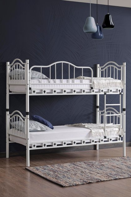 Belinay Genç Çocuk Odası Metal Ranza Ve Karyola 90x190 Beyaz