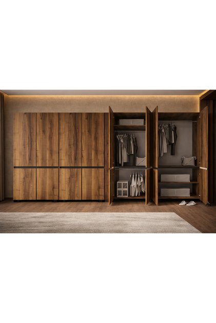 Floransa 8 Kapılı Flr8-A3AR Ceviz- Antrasit Gardırop