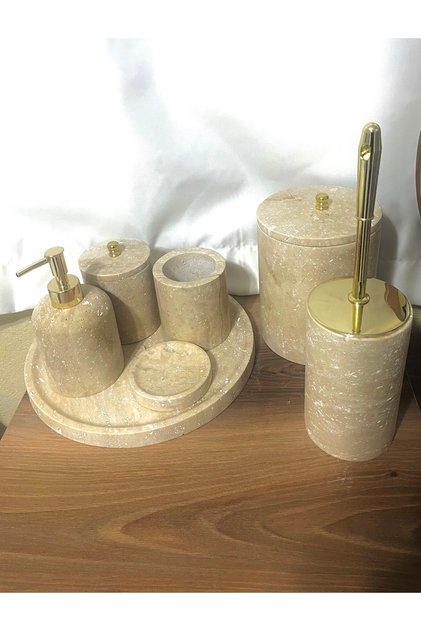 Natural Travertine Marble Bathroom Set of 7