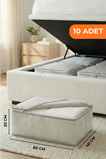EVSELLA 10'lu Antrasit Baza Altı Çekyat Hurç Organizer 60×40×22 cm