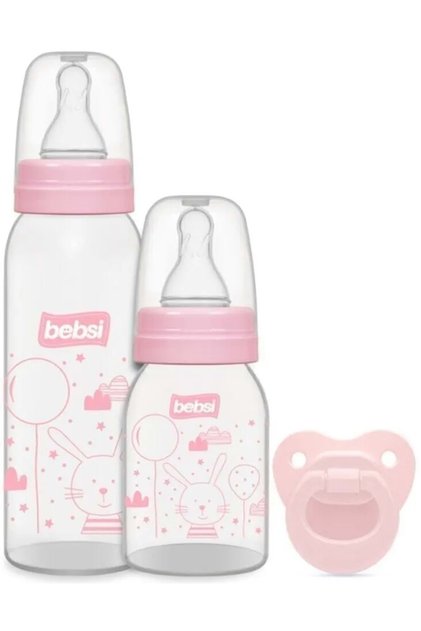 Biberon ve Emzik Seti PP Pembe (250ML+ 125ML+ Emzik)
