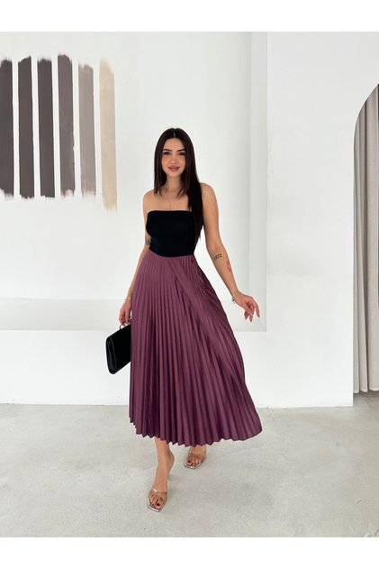 Kadın Beli Lastikli Piliseli Etek 95 cm