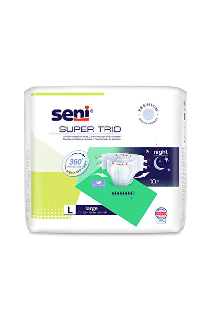 Scutece pentru adulți Super Trio L, Absorbție 3400 ml, 10 buc