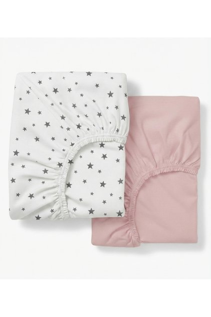 100% Cotton Poplin 2-Piece Baby Elastic Sheet Set 60X120 cm – Double Girl's Cotton Baby Kids Sheet Set