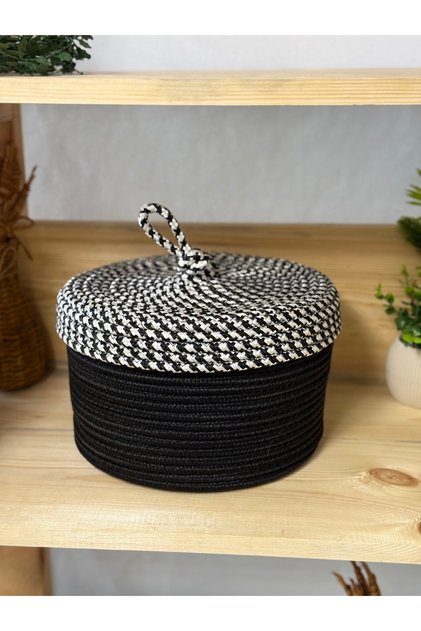 Basket with Lid, Handwoven, Multi-Purpose Storage Basket