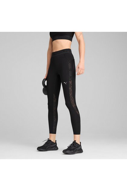 Womens LACE High-Waisted 7/8 Tights - Black