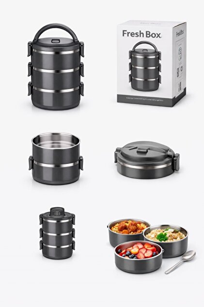 Zeria Home FreshBox 3 Katlı Sızdırmaz Yemek Termosu - Microdalga