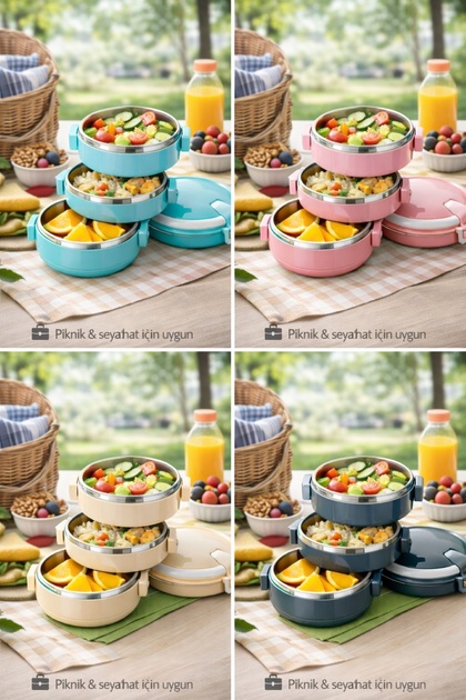 Zeria Home FreshBox 3 Katlı Sızdırmaz Yemek Termosu - Microdalga