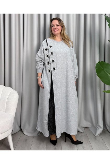 Carolina Tasarım Elbise Gri