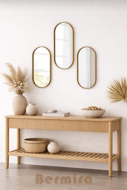 Dresuar - Oval Ayna Duvar Aksesuarı Gold Sunumluk 12x30 cm 1 ADET