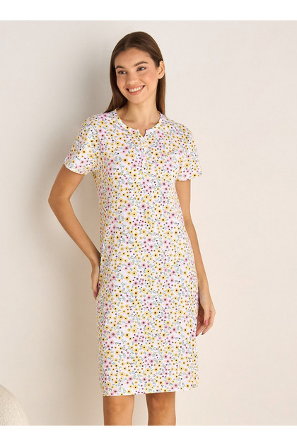 Printed Sleepshirt with Short Sleeves
