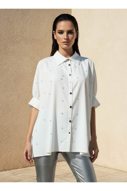 Kaftan Shirt with Embellished Detail