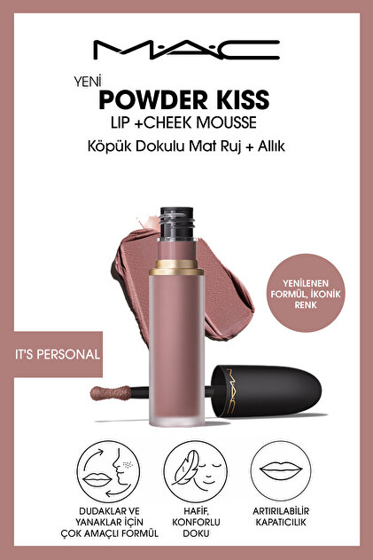 Powder Kiss Lip & Cheek Mousse Dudak ve Yanaklar için Buğulu Mat Ruj - It'S Personal