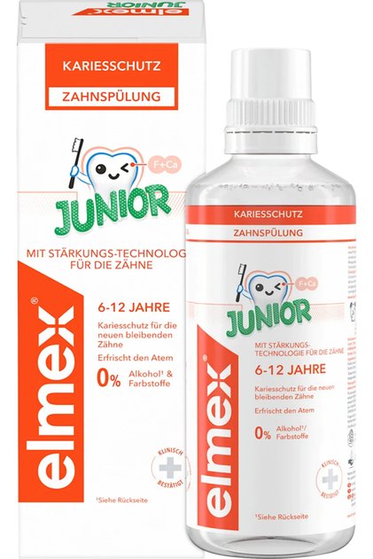 Junior Çocuk Ağız Gargarası, Ağız Çalkalama Suyu 6-12 Yaş 400 ml (Alkolsüz, Aminoflorürlü)