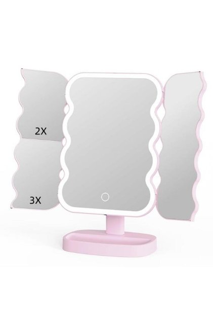 XR-750 LED Işıklı Katlanabilir Makyaj Aynası - 2X 3X Büyütme Modu - Dokunmatik Touch Ekran - Pilli