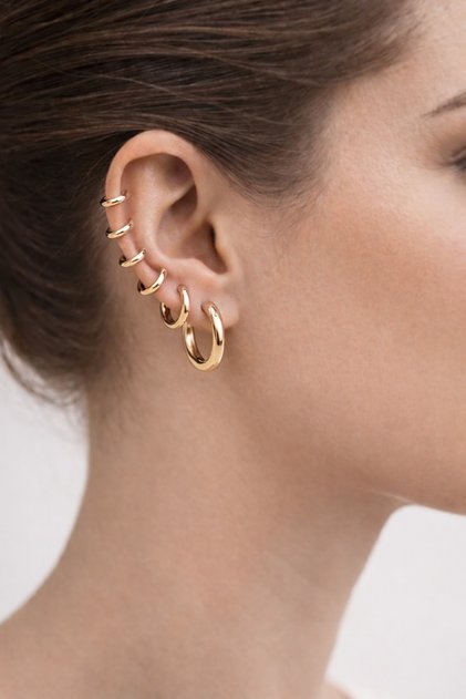 Women's Yellow 6-Piece Steel Hoop Earring Set Cartilage Earring