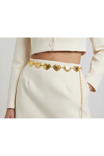 Women's Gold Color Metal Heart Waist Chain Be3007