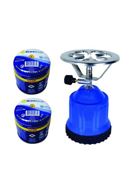 Set mini aragaz portabil pentru camping cu două canistre de gaz Gastech de 190 g