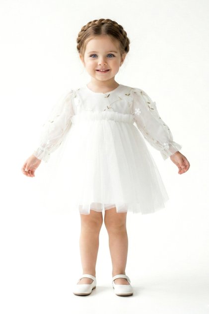 Baby Girl Dress Girls' Dress Floral Birthday Party Wedding Special Occasion Long Sleeve Tulle Tutu Lined