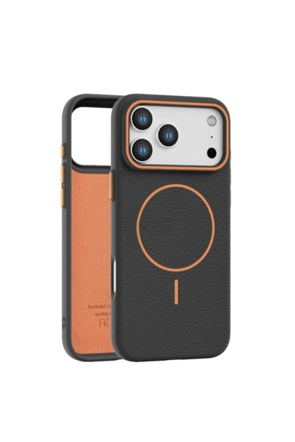 iPhone 17 Pro Max Case, Tpu Shock Absorbent Basic Cover, Protective Cover (2025) - Black & Orange