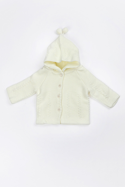 Newborn Hooded Knitwear Unisex Pompom Baby Cardigan 0/6 Months