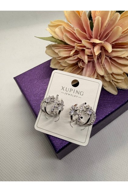 Zircon Stone Steel Earrings with a Crocodile Look